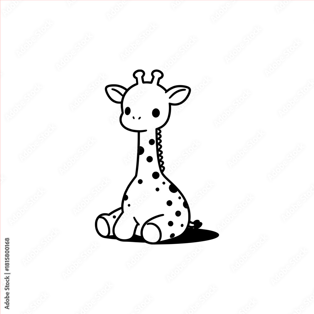 Fototapeta premium Adorable giraffe illustration, perfect for children's books and cute designs, a simple drawing with a sweet animal character, created from vector graphics