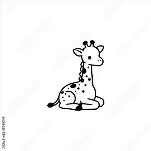 Adorable cartoon giraffe sitting, perfect for children's books, playful designs, and heartwarming projects, radiating innocence and charm in every pixel