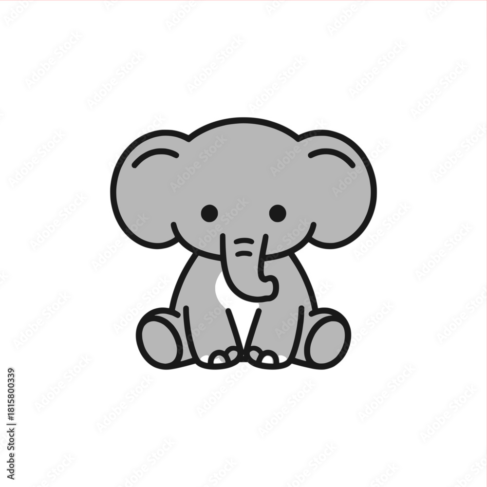 Obraz premium Adorable baby elephant illustration, perfect for kids designs, educational content, or cute animal themes, bringing joy and charm to any project