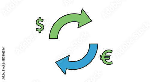 Dollar to Euro Currency Exchange Illustration.