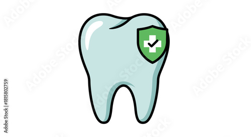 Protected Tooth with Shield Icon for Dental Health.