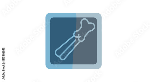 Stylized Xray Image of Human Bone in Blue Frame.