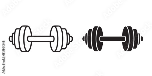 ofvs112 OutlineFilledVectorSign ofvs - dumbbell vector icon . isolated transparent . exercise workout in gym - fitness . black outline and filled version . AI 10 / EPS 10 . g11433