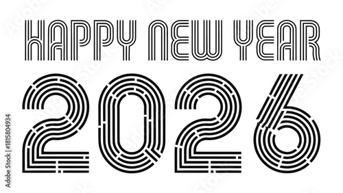 New Year 2026: A modern and sleek graphic design of Happy New Year 2026, embodying the essence of fresh beginnings and optimistic vision.