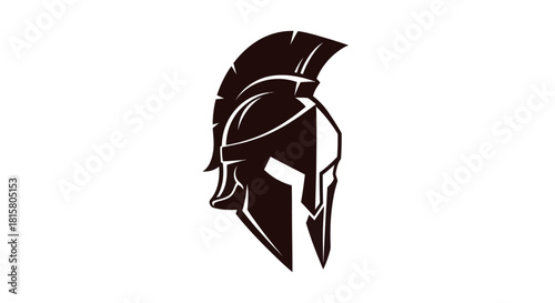 Spartan helmet silhouette vector illustration on white background