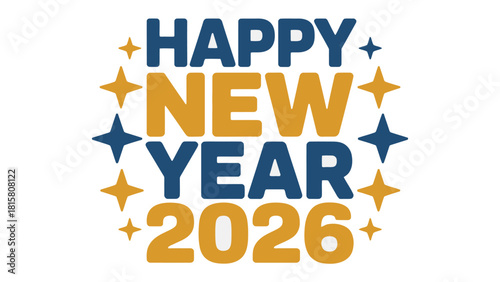 New Year 2026: A festive graphic design, capturing the essence of the upcoming new year with vibrant colors and stylized stars.