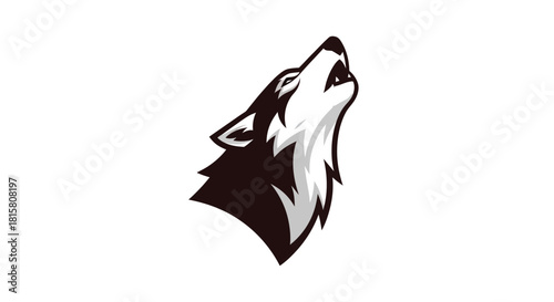 Silhouette of howling wolf on white background ideal for design projects