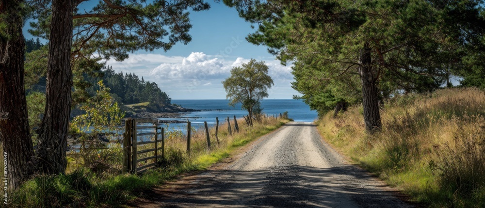 Fototapeta premium Scenic country road leading to ocean