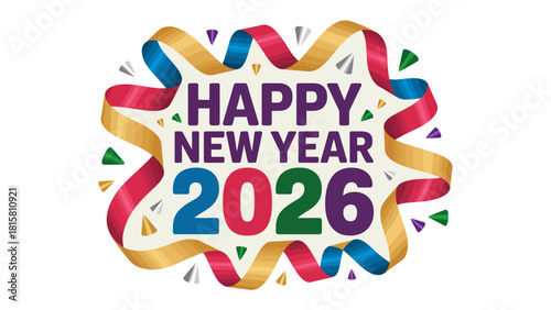 New Year's Greetings 2026: A vibrant and colorful design wishing a Happy New Year 2026, conveying festive cheer and anticipation for the coming year.
