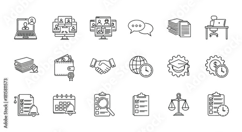 Set of hand drawn business and finance icons collection of various elements for web design and mobile app