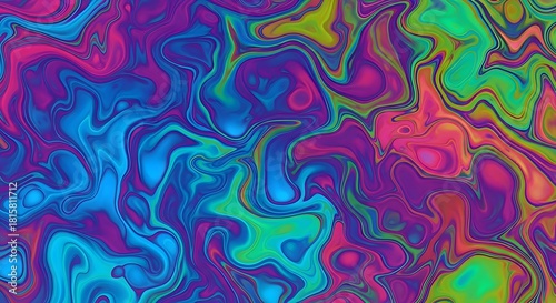 Abstract psychedelic colorful wavy liquid background with vibrant fluid art patterns