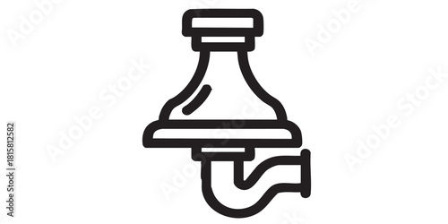 ofvs358 OutlineFilledVectorSign ofvs - sink pipe vector icon . siphon sign . isolated transparent . black outline and filled version . AI 10 / EPS 10 / PNG 