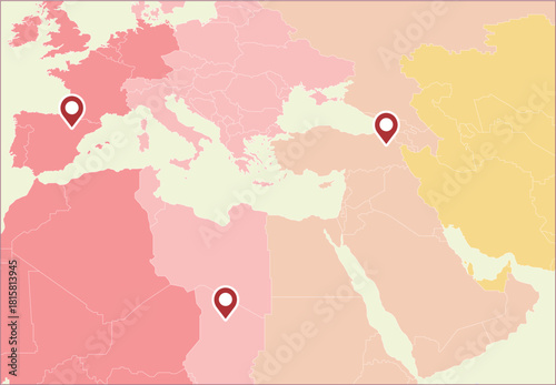  Light colorful detailed world map with vibrant colors, labeled continents, countries, and oceans. 
