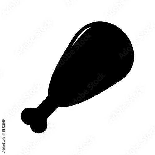 Stylized black chicken drumstick icon or design element