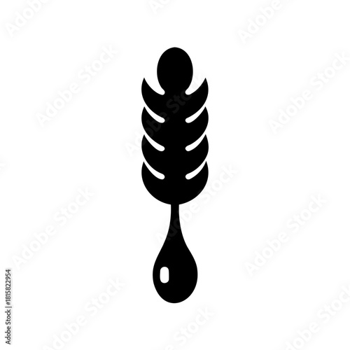 Stylized wheat stalk with a hanging drop icon design element