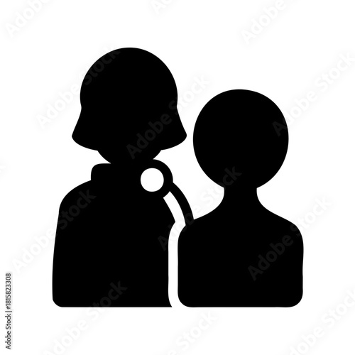 Medical professional with patient, healthcare consultation icon.