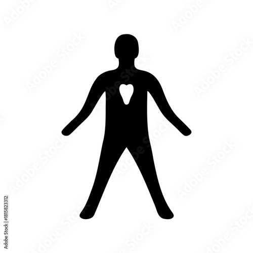 Human silhouette with tooth icon in chest area illustration