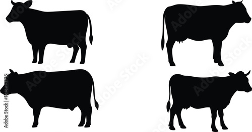 Solid black silhouette of animals