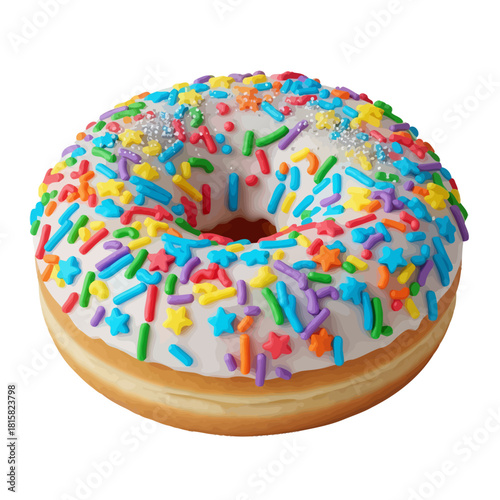 Indulge in delicious delight with a frosted donut covered in vibrant sprinkles, perfect for sweet cravings and joyful moments, a tasty treat for dessert lovers