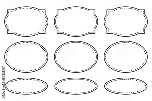 楕円　ラベル枠　モノトーン　フレームセット