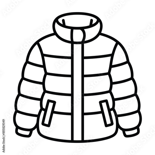 Outline of a puffer jacket isolated on, a warm and stylish winter coat, perfect for staying cozy in cold weather
