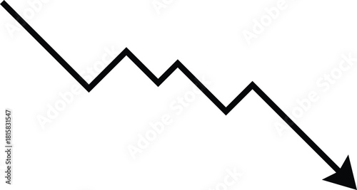 Decline line graph with down arrow Vector