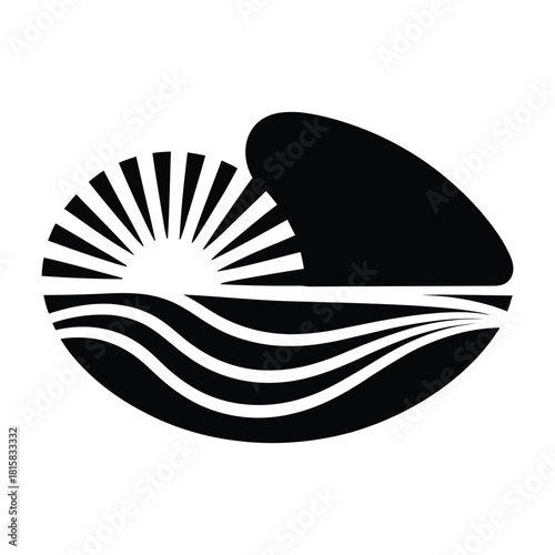 Minimalist sunset over the sea isolated on a serene and calming design evoking the beauty of nature and tranquility of the ocean