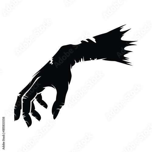 Creepy hand silhouette reaching out isolated on a spooky and sinister image of a hand, perfect for halloween or horrorthemed designs