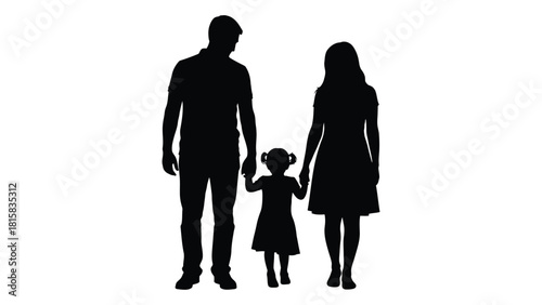 Family silhouette isolated on white background, Vector