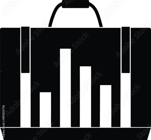 Briefcase shaped like a rising bar chart silhouette for business growth concepts