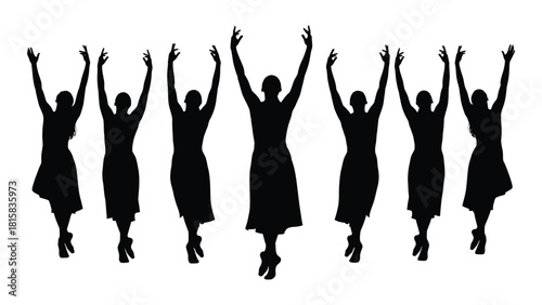 Ballet dancers silhouette isolated on white background, Vector