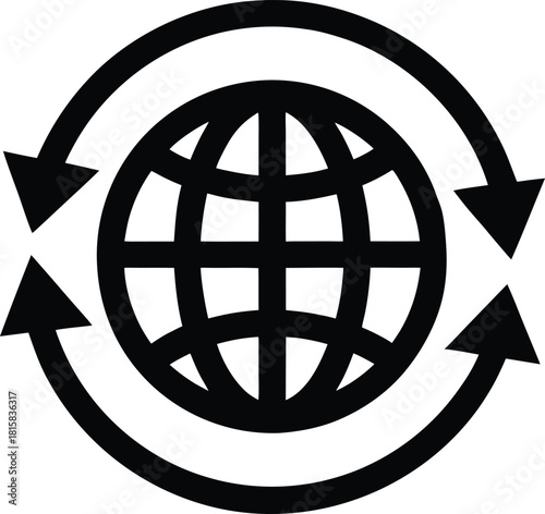 Global currency exchange symbol icon with financial graphics