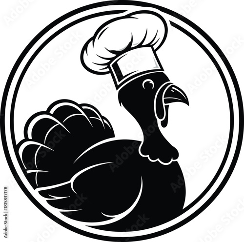 Chef turkey emblem in a circle