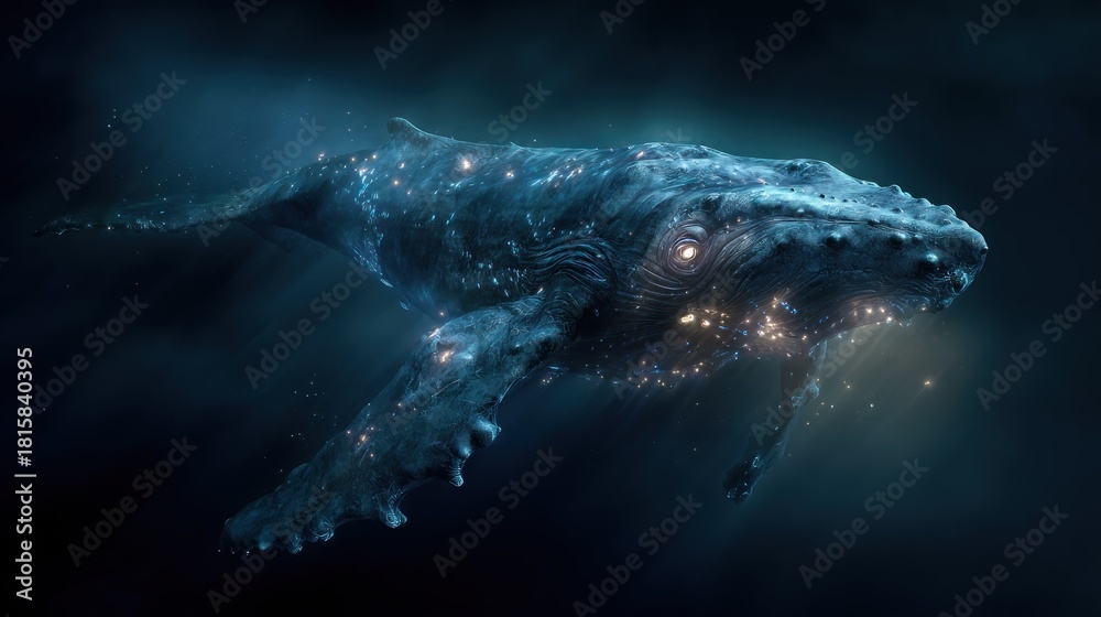 Fototapeta premium Submerged whale artistic illustration