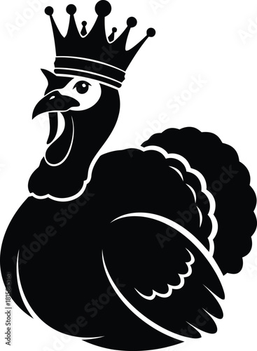 Majestic turkey wearing a crown silhouette