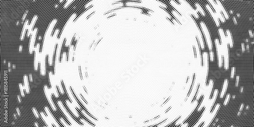 Dotted halftone gradient texture. Vanishing polka dot background. Repeating dots gradation pattern background. Black fading comic pop art overlay backdrop. Raster effect wallpaper. Vector halftone