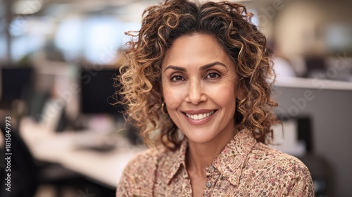 Wallpaper Mural portrait of a middleaged latina woman in an office setting concept corporate headshot professional attire office background midcareer woman latina heritage Torontodigital.ca