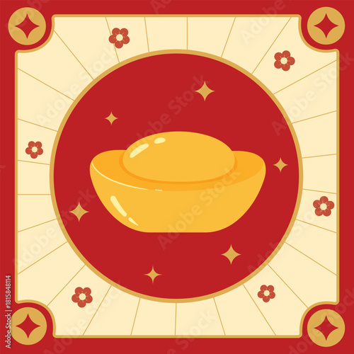 Vector illustration of gold of wealthy and lucky. Asian culture concept.
