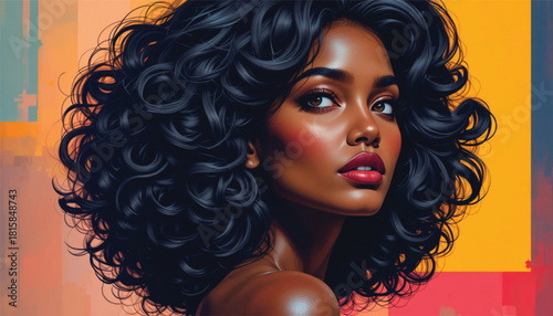 Trendy Editorial Vector of Confident African Woman.