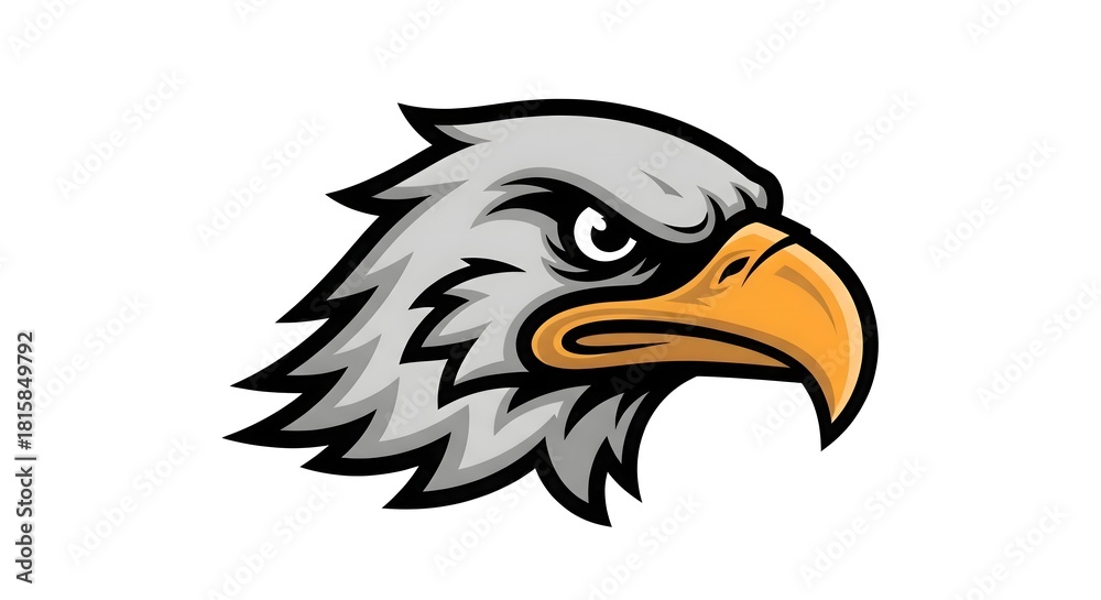 Obraz premium Illustration of a Bald Eagle Head with Gray and Yellow Colors