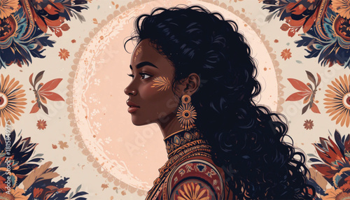 Minimal Abstract African Woman Portrait with Soft Gradients.