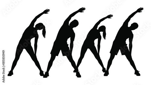 People stretching silhouettes isolated on white background, Vector