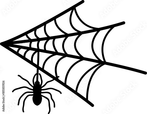 Spider web with hanging spider