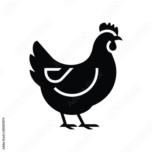 Silhouette of a chicken isolated on, a simple and elegant design perfect for logos, icons, or any project needing a poultry touch