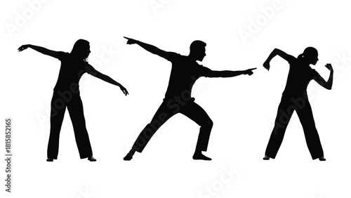 Dynamic human silhouettes isolated on white background, Vector