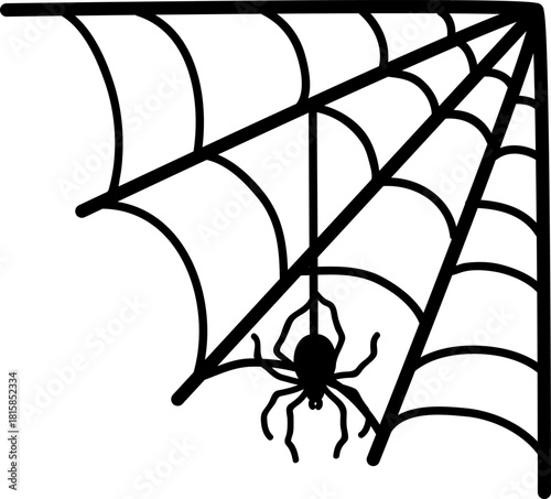 Spider web with hanging spider