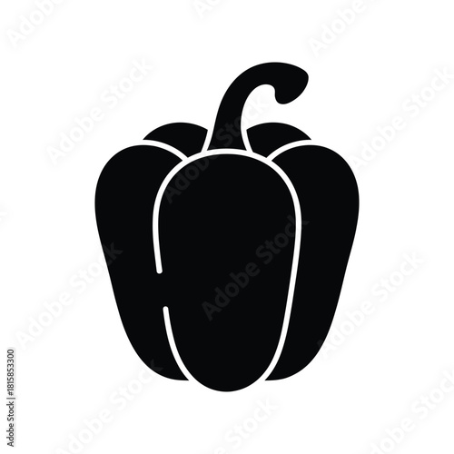 Silhouette of a bell pepper isolated on, showcasing its distinct shape and form, perfect for culinary or design projects requiring a simple vegetable icon