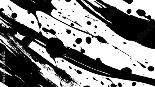 Black paint splash on a white background. This abstract vector illustration emphasizes artistic texture and unique shapes in a modern design.