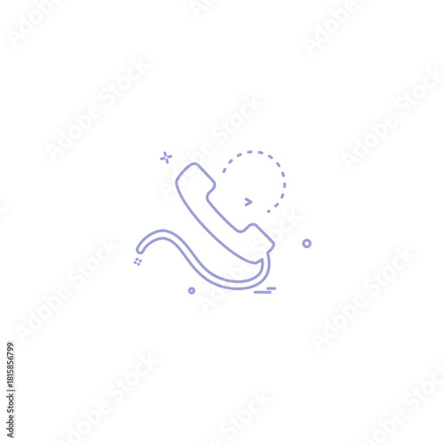 Illustration of a classic telephone handset with a coiled cord and a dashed outline of a signal