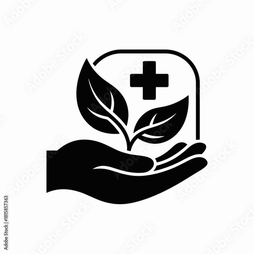 Natural Health Care Icon, Alternative Medicine, Holistic Healing, Herbal Medicine, Natural Remedy, Wellness Icon, Eco Health, Green Pharmacy, Plant Medicine, Nature Healing, Organic Care, Health Leaf,